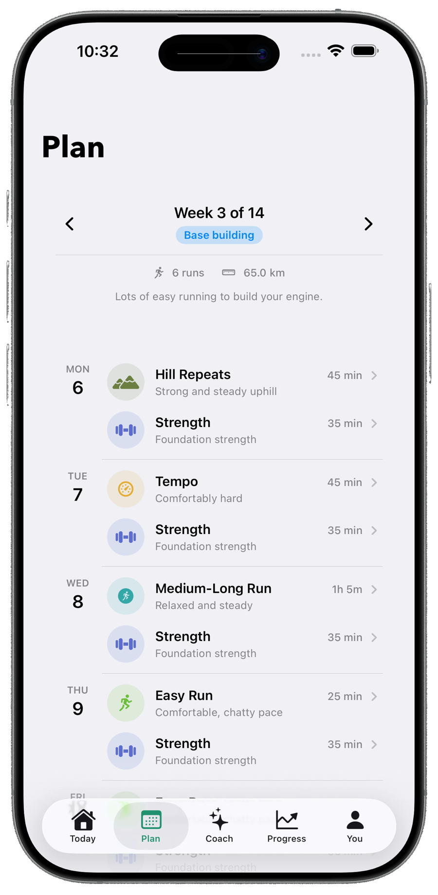 Taper app: a 10K training plan, week by week