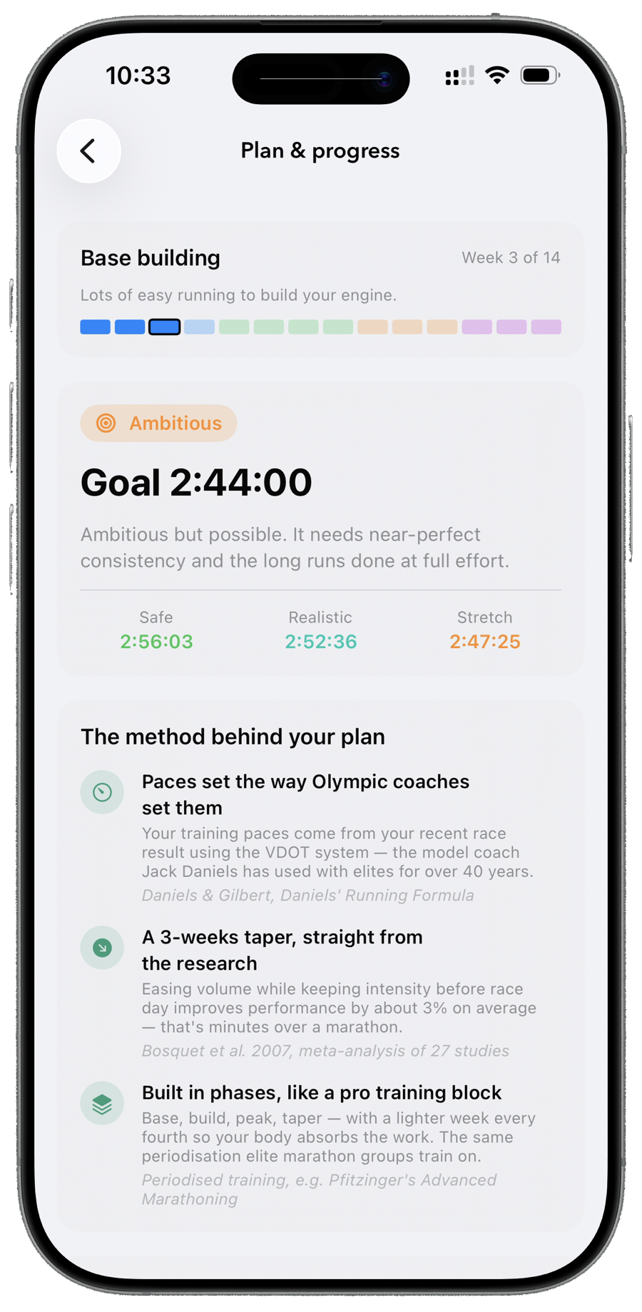 Taper app: a half-marathon training plan in progress