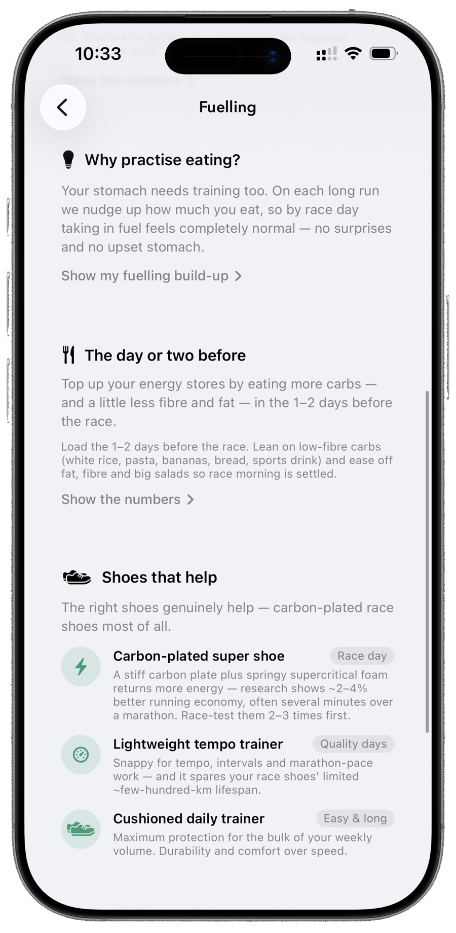 Taper app: a marathon training plan with the long-run week ahead